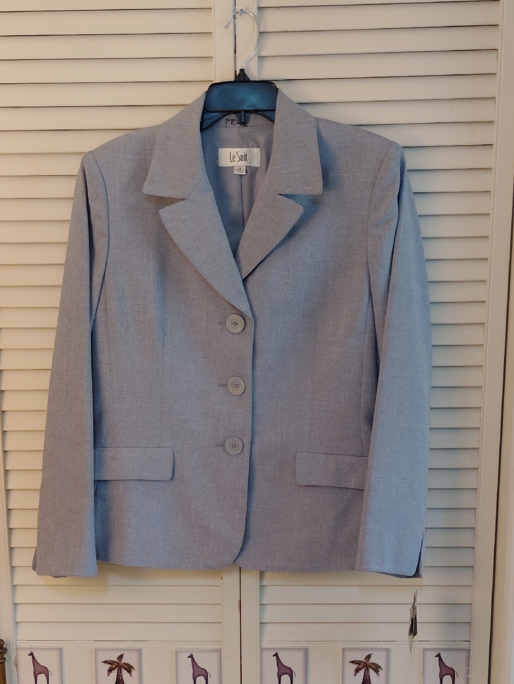Le Suit Light Blue Women's Pant Suit Jacket & Straight Pants - Picture 2 of 11